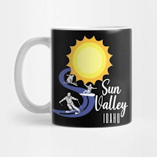 Sun Valley, Idaho USA. White Text. Gift Ideas For The Ski Enthusiast. Mug